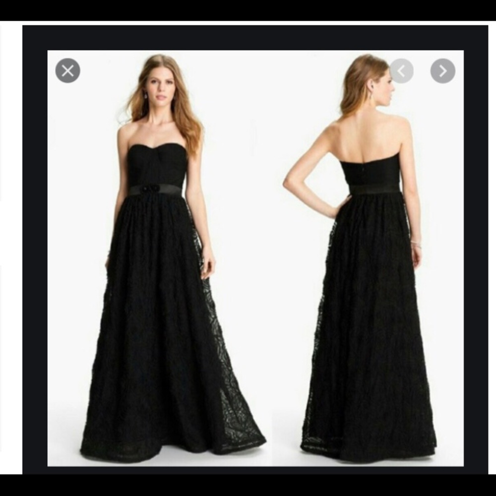 Adrianna Papell Black Strapless Gown with Rosettes